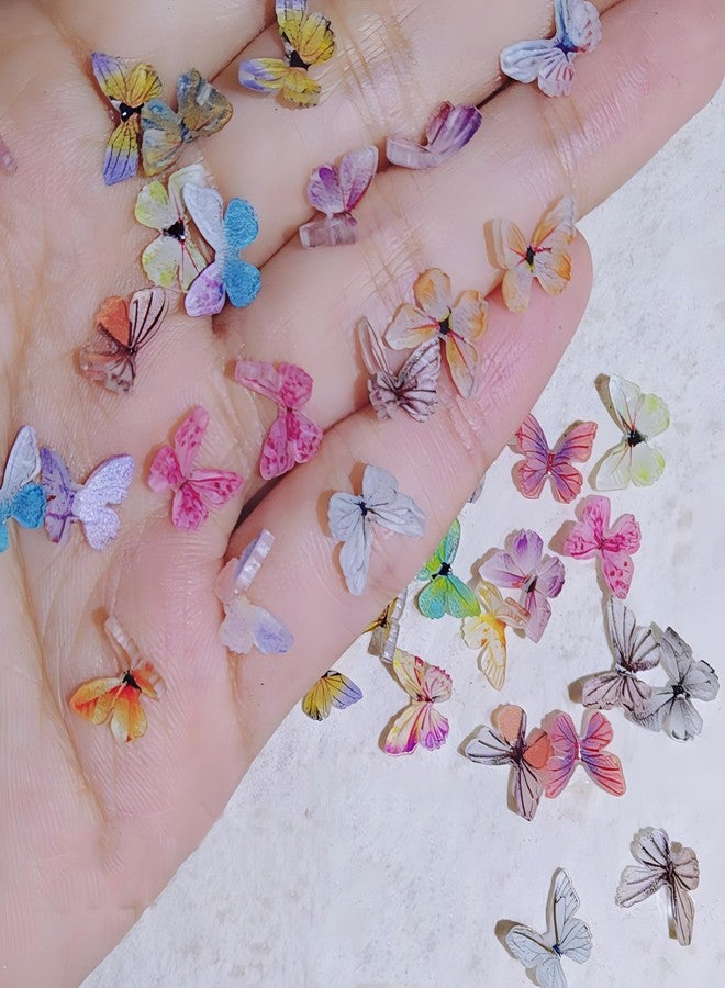 Finduat 60 Pcs Micro Resin Butterflies, Dollhouse Miniature Tiny Butterflies, Terrarium Fairy Garden Dollhouse Ornament, Mini Micro Landscaping Decoration - Image 1